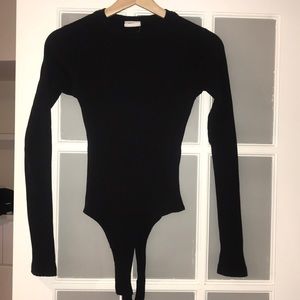 Re/Done basic black ribbed bodysuit